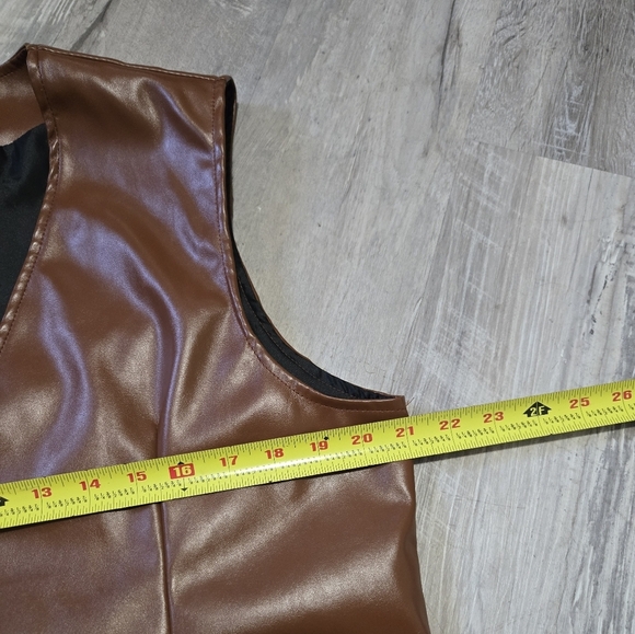 Lars Amadeus Men's Faux Leather Vest Size Large Brown Western Cowboy Motorcycle - Picture 12 of 12